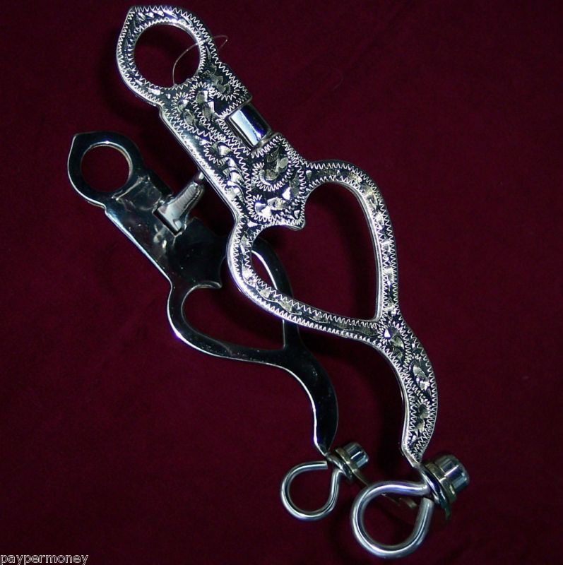   SILVER WESTERN SHOW CURB SNAFFLE BIT MOUTHPIECE  NICE WOW