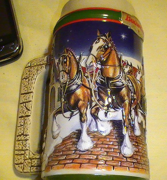 Budweiser Grant Farm Holiday 1998 In Box Stein / Mug  