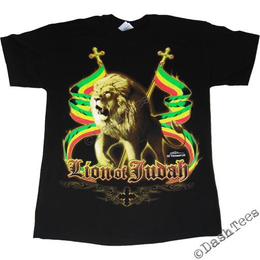 RASTA LION OF JUDAH JAH HAILE SELASSIE BLACK T SHIRT a  