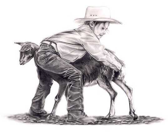 LITLE ROPER RODEO LITHOGRAPH POSTER DRAWING PRINT PRCA  