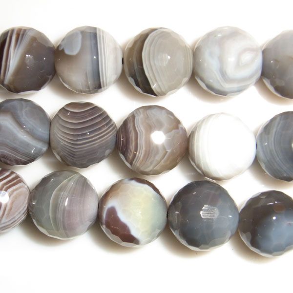 12MM ROUND CUT GRAY MADAGASCAR AGATE BEADS 15L  