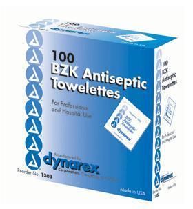 Dynarex BZK Antiseptic Hand Towelettes Wipes 1000 Case  