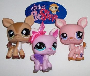 LPS FAWN/BABY DEER LOT~#634 1414 1819 PINK PEGASUS~RARE Littlest Pet 