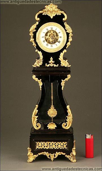 Rococo Mantle Clock. Ebonised Wood and Brass ca.1900  