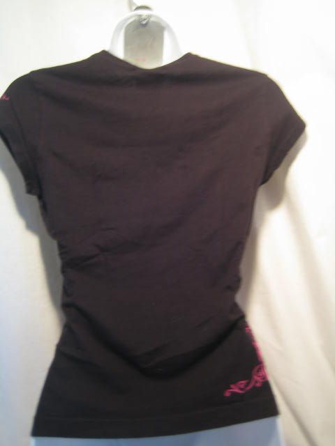 ROXY PARADISE black pink t shirt   women S  