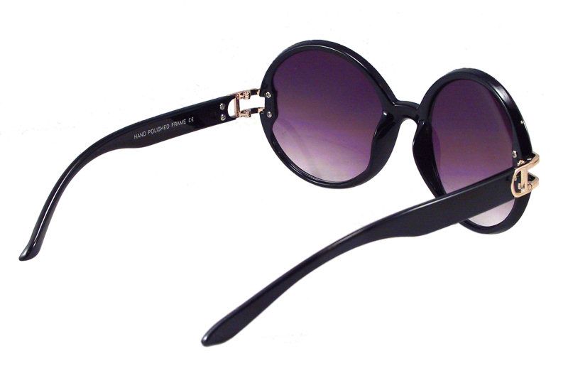 Retro Large Round Women Black Hippie Sunglasses 1183  