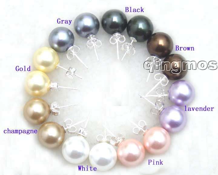 Wholesale 8 pairs 10MM Shell Pearl Earring S925stue 119  