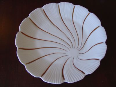 Chamart Limoges Plate White Gold Swirl Design  