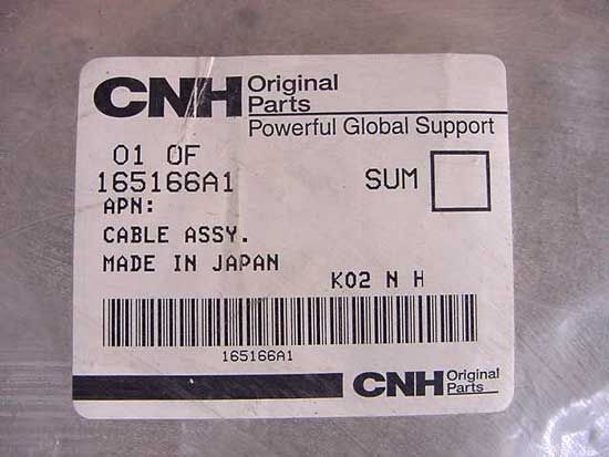 New Case Part No. 165166A1   throttle and fuel shutoff cable for Model 