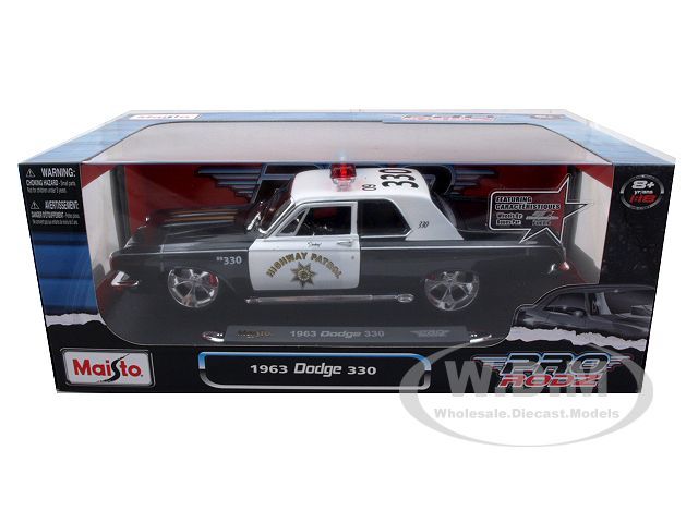   car model of 1963 Dodge 330 Highway PAtrol Pro Rodz die cast car by