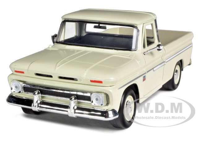 1966 CHEVROLET C10 FLEETSIDE PICKUP CREAM 1/24 DIECAST MODEL BY 