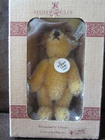 STEIFF Miniature Teddy bear jointed arms Mohair Steiff CLub 2000 MIB 