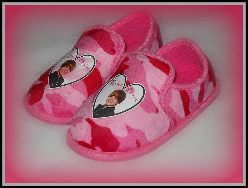 NEW Girls JUSTIN BIEBER Camo House Slippers Shoes Sizes 11/12 ~ 13/1 