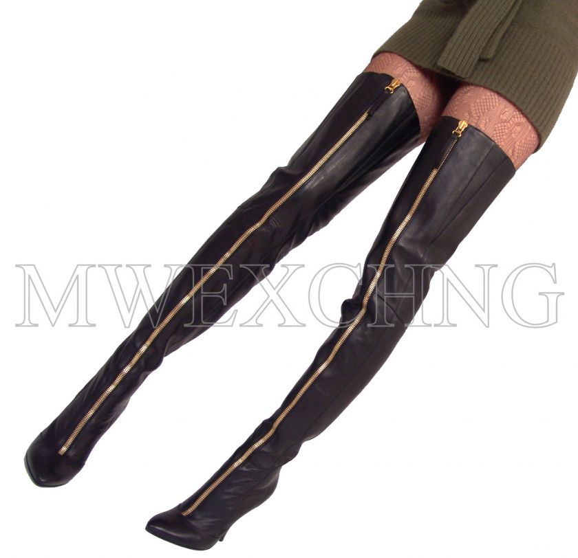 Sergio Rossi Black Italian Thigh High Overknee Fashion Womens Stiletto 