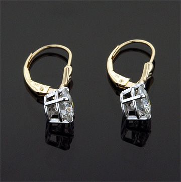 CT 14KTT MOISSANITE EURO LEVER BACK DANGLE EARRINGS  