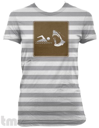 Swimmers Beware of Sharks American Apparel 2102 T Shirt  