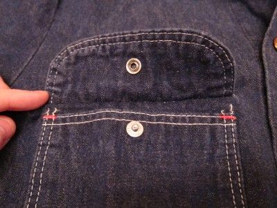 Vtg 60s? Mens Wrangler Dark Blue Denim Jean Barn Rancher Jacket Shirt 