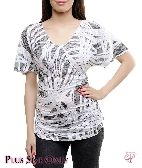 Cute Black/White Burnout PLUS SIZE Top Size 1X/2X/3X  