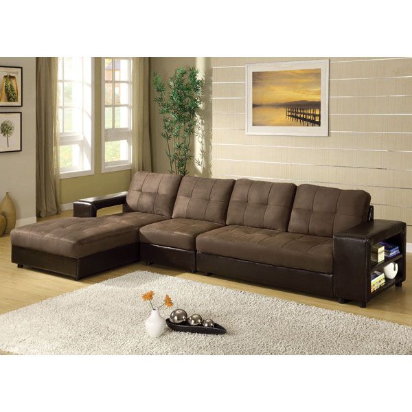 Aspen 3 Piece Cappuccino Color Contemporary Style Sectional Sofa 