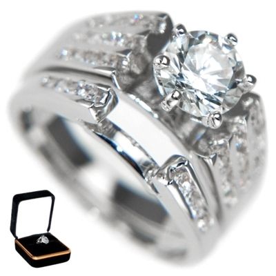 89CTW STIGMA 4 CHANNEL SET   WEDDING RING SET* size 6  