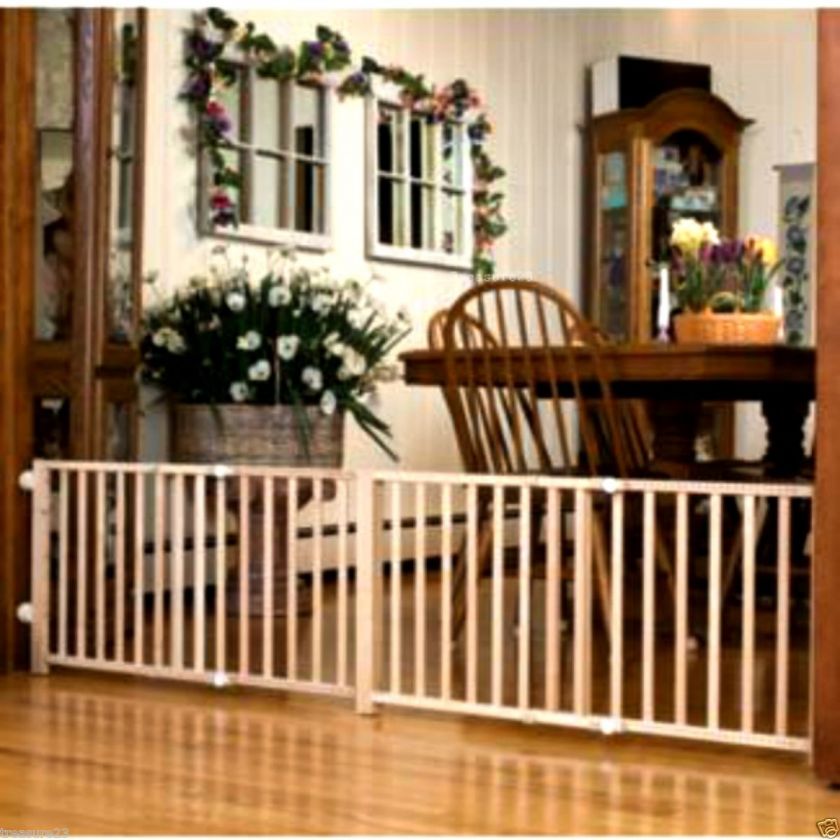 Four Paws Double Wide Walk Over Wooden Pet Safety Gate 18 H x 48 80 