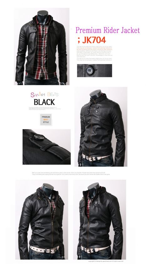 GJ02 Mens Casual Button points Leather Jacket / 3Clr  