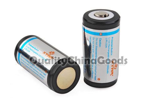 2pcs XTAR 16340 LIR123A 3.6V Lithium Rechargeable Battery