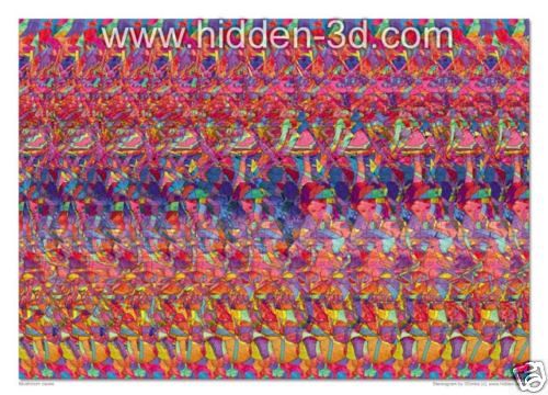 Mushroom Caves 18x13 Stereogram Poster Hidden 3D  