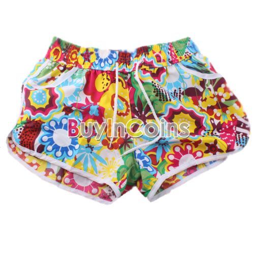 Women Fashion Flower Style Beach Surf Board Quick Dying Swim Shorts 