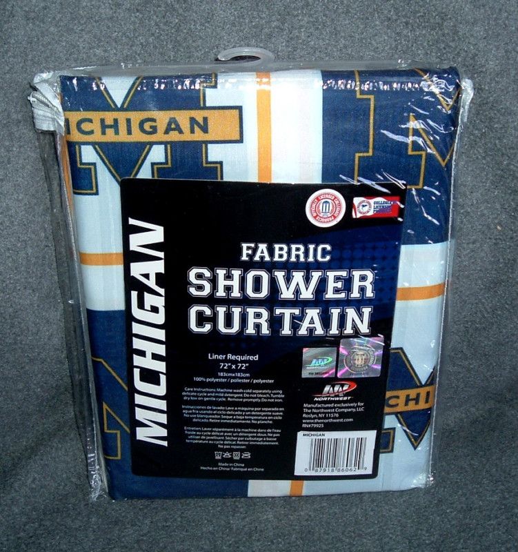 MICHIGAN WOLVERINES NCAA FABRIC SHOWER CURTAIN ~ NIP  