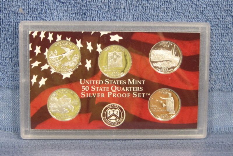 2008 S Silver Washington 25c, Set of 5, Proof (c 424)  