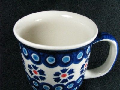 WIZA POLISH POTTERY MUG from BOLESLAWIEC, POLAND NEW BLUE and WHITE 