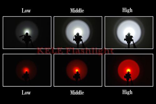 Xtar B01 CREE XM L T6 LED 800 Lumens DIY Modes Flashlight Red Filter 