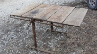 1900s Oak & Pine Bakers Rack Shelf folds into Table  