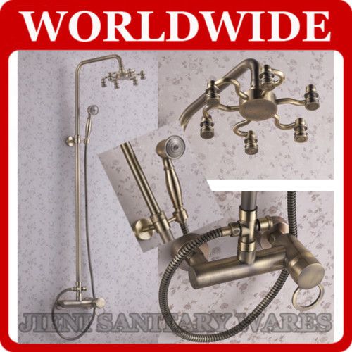 Antique Brass Wall Mounted Rain Shower Faucet Set 5030  