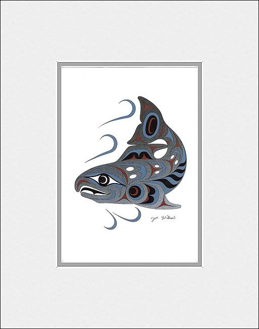 JOE WILSON Coast Salish indian art SPAWNING SALMON smp  