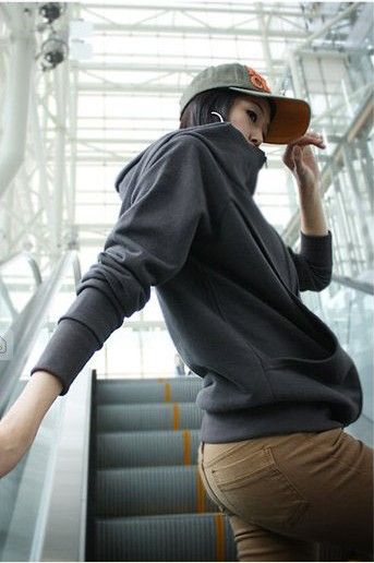 wholesale Unisex New Arrival Hooded Joker Stand Neck Coat Deep Grey