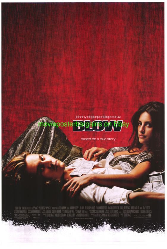 BLOW MOVIE POSTER 2 SIDED JOHNNY DEPP PENELOPE CRUZ 70S COCAINE GEORGE 