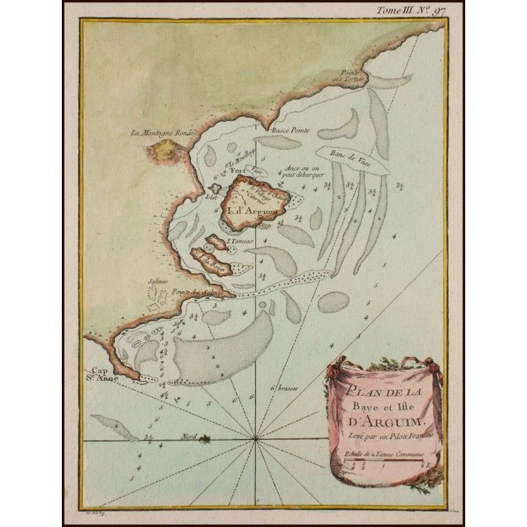 BAY OF ARGUIM – MAURITANIA   AFRICA   OLD MAP BELLIN 1754  