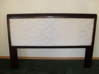 QUEEN SIZE CHERRY WITH TAMASK FABRIC INLAY HEADBOARD  