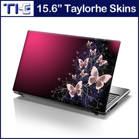 15.6 Laptop Skin Cover Sticker Decal pink butterflies  