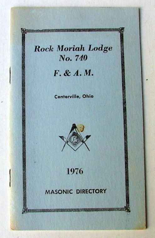 1976 MASONIC DIRECTORY ROCK MORIAH LODGE NO 740 OHIO  