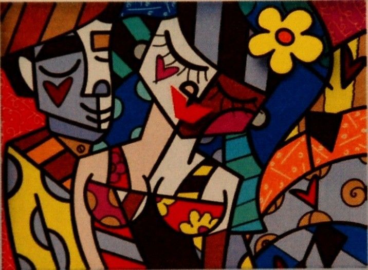 ROMERO BRITTO mixed media 3D Acrylic ROMANCE  