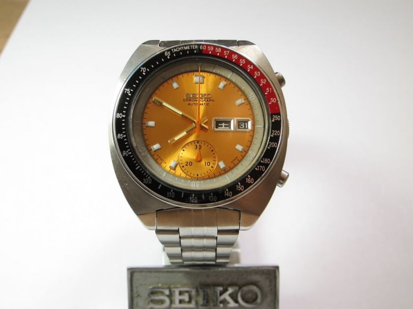 VINTAGE AUTO SEIKO GOLD COKE CHRONO 6139 AFTERMARKET  