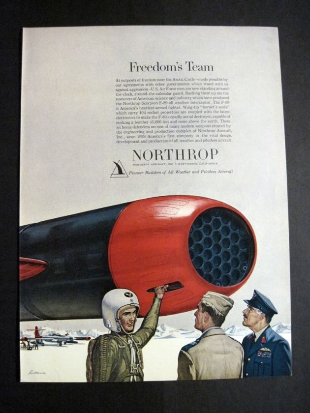 Vintage 1955 Northrop Aircraft Scorpion F 89D USAF Pilot Illustrated 