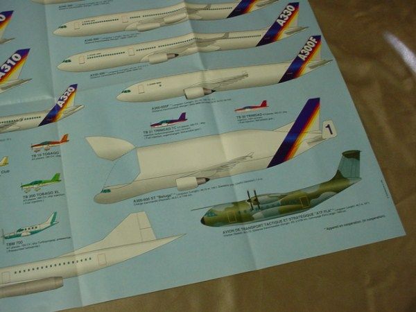 Unused AEROSPATIALE AIRLINER POSTER Airplanes PLANE CHART 20 x 29 