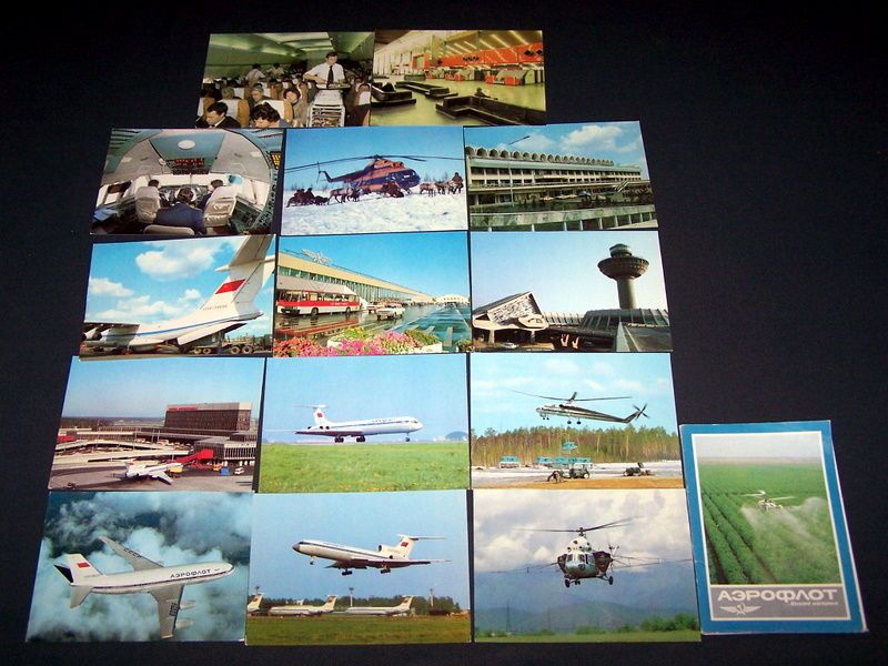 Set of Postcards SOVIET AIRLINES AEROFLOT USSR the1970s  