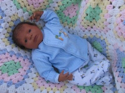   lifelike Ethnic Biracial African baby boy black human hair OOAK  