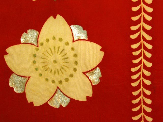 9223J Japan Kimono Vivid Tomato Red NAGOYA OBI Sakura  