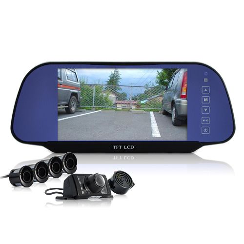 Complete Car Reversing Set   Rearview Camera, 4 Parking Sensors 